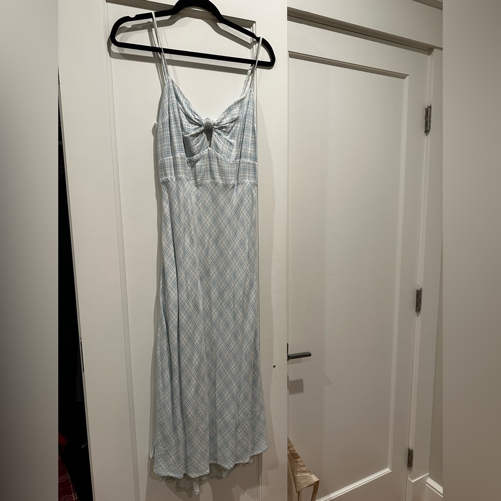 Abercrombie & Fitch blue and white plaid midi dress size M
